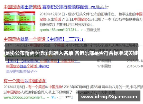 足协公布新赛季俱乐部准入名单 各俱乐部是否符合标准成关键 足协公布新赛季俱乐部准入名单 各俱乐部是否符合标准成关键